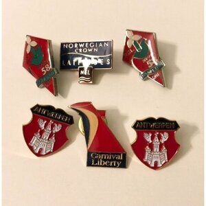 Vintage Assorted Pins Carnival  Liberty Antwerpen Norweigian Cruise